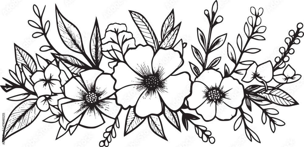 Flowers on white isolated background. Botanical illustration