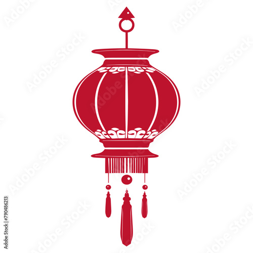 asian chinese traditional lantern red color only