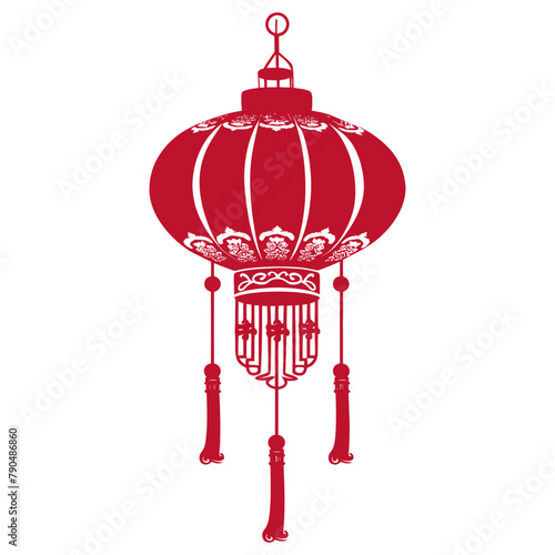 asian chinese traditional lantern red color only