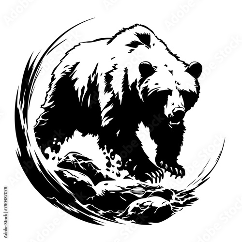 Large bear standing in water