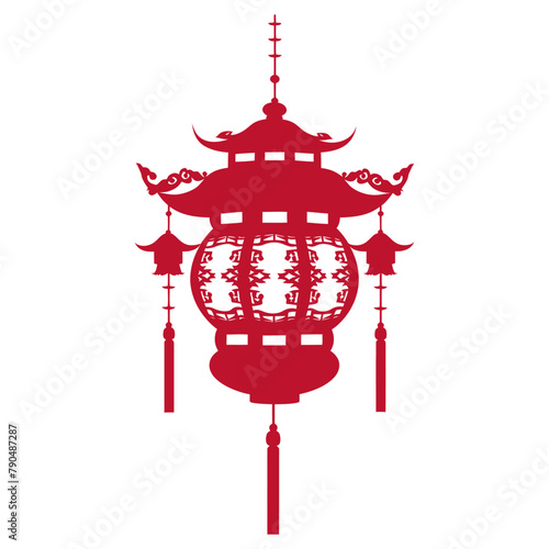 asian chinese traditional lantern red color only