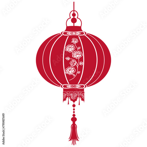 asian chinese traditional lantern red color only