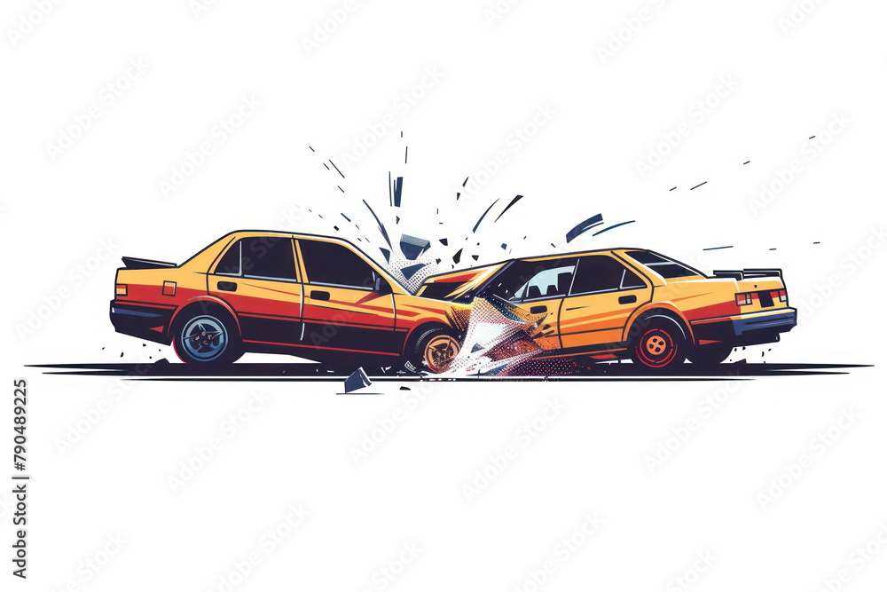 icon of two car crash on white background icon of two car crash on white background