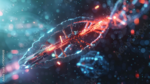Nanotechnology Ship Sailing Along DNA photo
