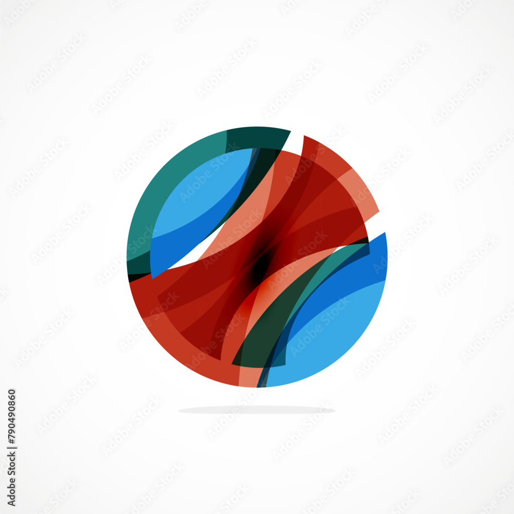 A minimalist logo design featuring a red and electric blue circle on a white background. The contrast creates a striking symbol that would make a stylish fashion accessory or brand graphics A minimalist logo design featuring a red and electric blue circle on a white background. The contrast creates a striking symbol that would make a stylish fashion accessory or brand graphics
