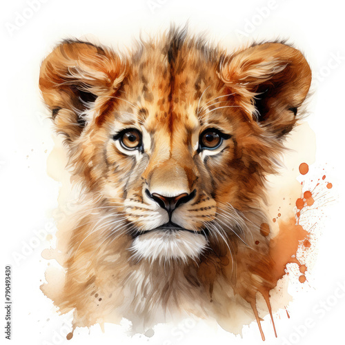 Watercolor Southern African Lion  clipart Illustration  Generative Ai