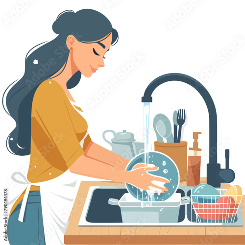 women washing dishes on the sink