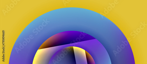 The design features a vibrant and colorful composition with a blue and purple circle on a bright yellow background, creating a symmetrical and eyecatching display of tints and shades