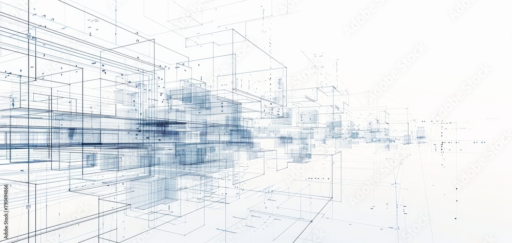 Futuristic Architectural Blueprint in Blue Tones. Futuristic Architectural Blueprint in Blue Tones.