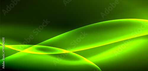 Macro photography capturing the intricate pattern of a green and yellow wave on a black background, resembling a terrestrial plant. The vibrant tints and shades create a mesmerizing art piece