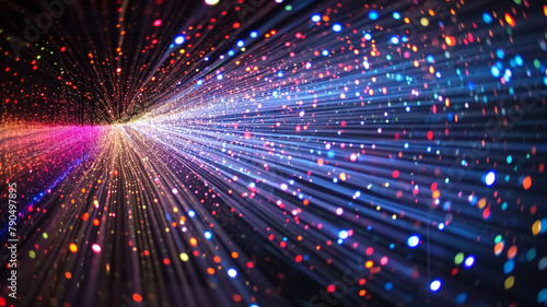 An abstract image capturing the dynamic explosion of colorful bokeh lights, suggesting speed and festivity. 