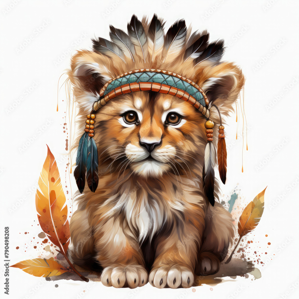Watercolor Southern African Lion, clipart Illustration, Generative Ai Watercolor Southern African Lion, clipart Illustration, Generative Ai