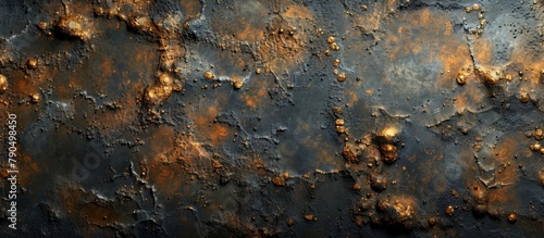 Weathered and deteriorated metal surface displaying corrosion with tiny punctures and openings scattered across photo