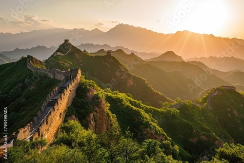 A panoramic view of the Great Wall of China, AI generated