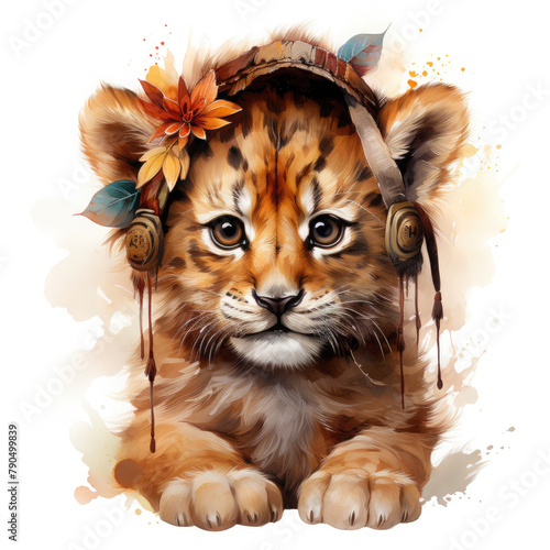 Watercolor Southern African Lion  clipart Illustration  Generative Ai