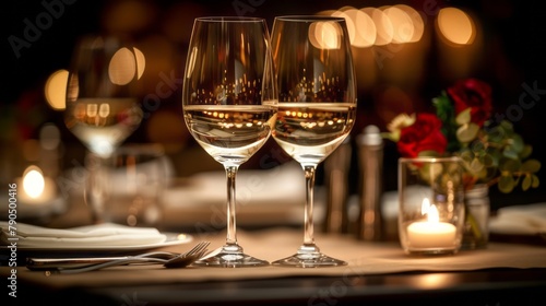 Empty glasses in restaurant. Table setting for celebration