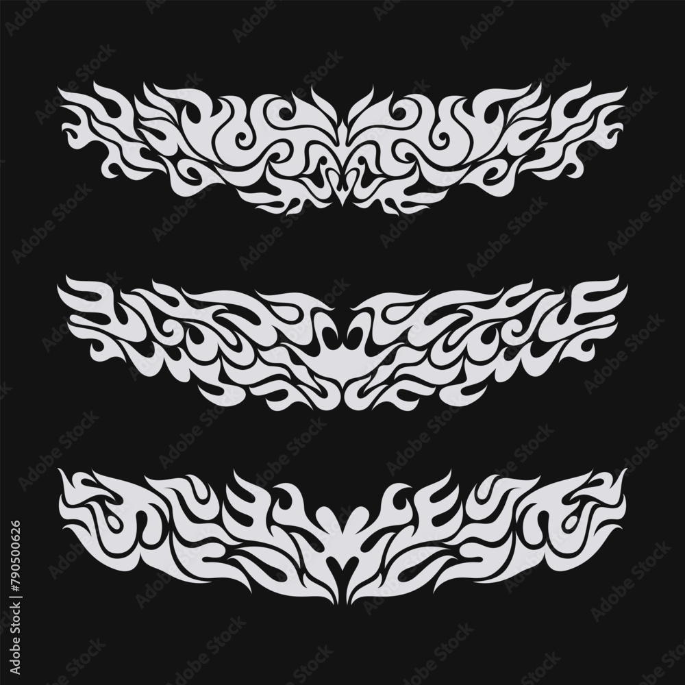 Set of hud design element with flames shape style. Set of hud design element with flames shape style.