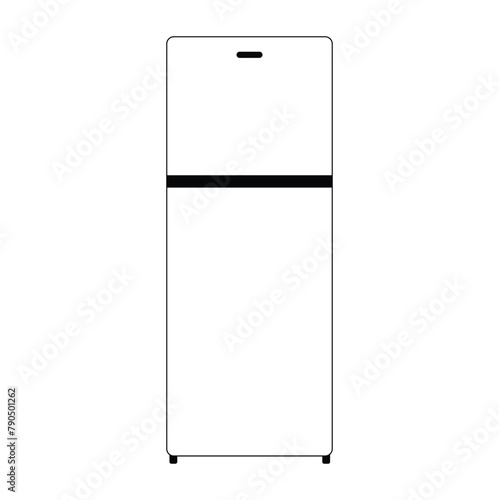 ne single line drawing of luxury two door refrigerator home appliance. New classic grey cooler icebox frig with Illustration style doodle and line art