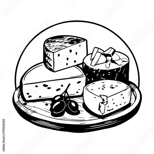 Assortment of cheeses on a plate