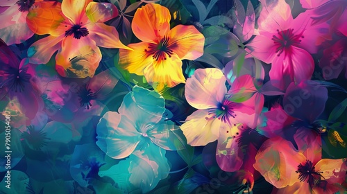 Beautiful floral background. Colorful flowers. Oil painting. Abstract art background.