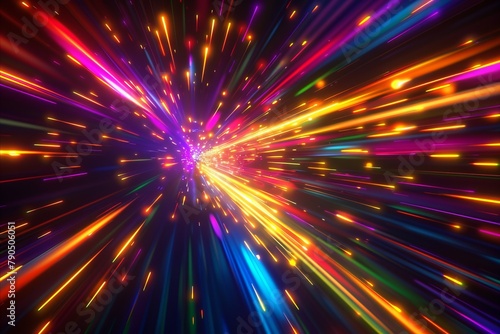 A background of high-speed light. Colorful lights traveling at high speed.