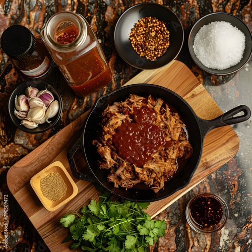 Step-by-Step Process of Making Traditional Pulled Pork Dish Infused with Savory Spices