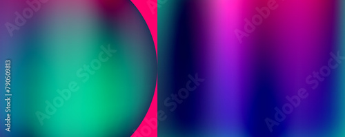 A vibrant and colorful image featuring a blurred electric blue and violet balloon on a magenta background. The artistic pattern showcases tints and shades, creating a beautiful circle graphic