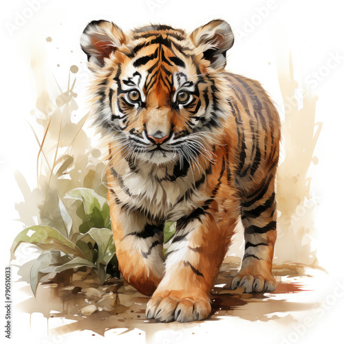 Watercolor Sumatran tiger  clipart Illustration  Generative Ai