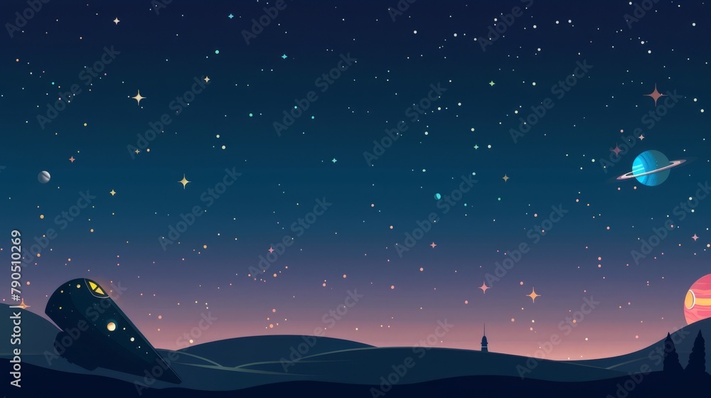 Obraz premium Background materials: Illustrations of Cosmic Planets and Aerospace Themes