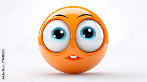Roll eyes face icon 3d