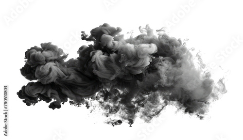 black smoke isolated on transparent background cutout