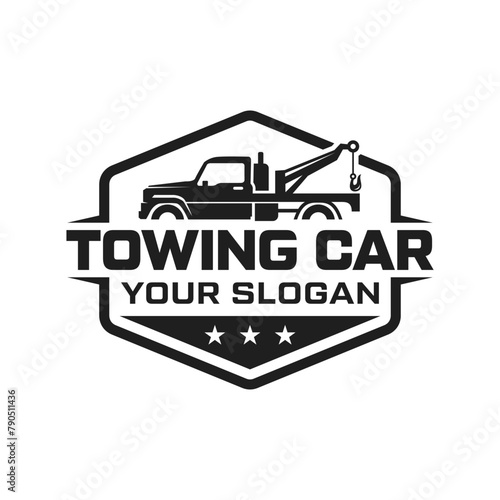 Tow or Crane Load Hook Logo Illustration Square for Towing Truck