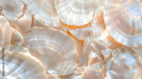 background for banner, background of white mother-of-pearl shells photo