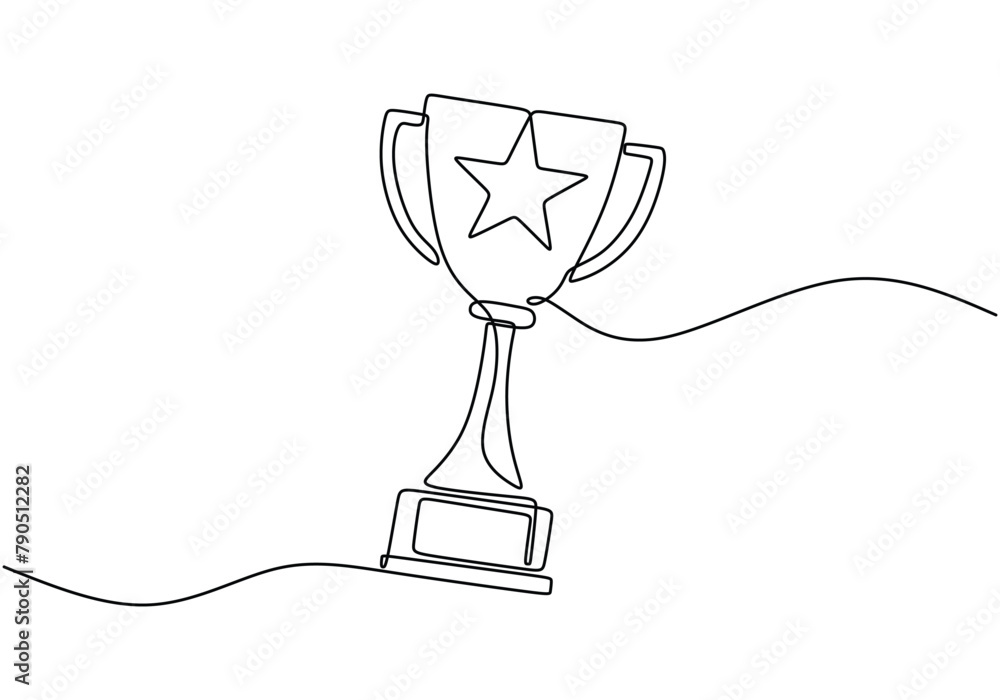 Continuous one line drawing of trophy cup competition Continuous one line drawing of trophy cup competition