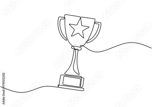 Continuous one line drawing of trophy cup competition