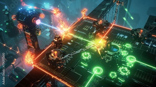 multiplayer game where players must work together  each controlling a different aspect of a complex machine  to achieve a common goal within a time limit 
