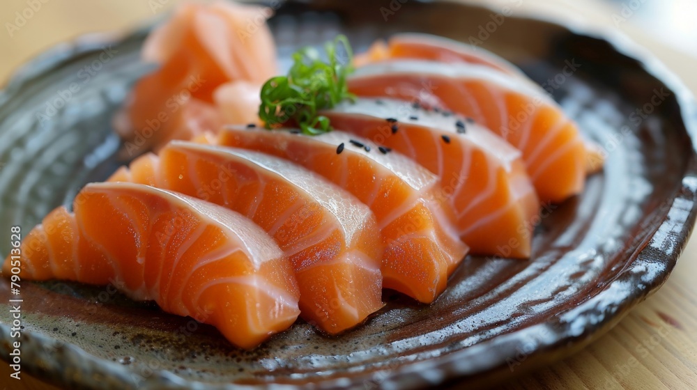Four salmon pieces on a plate with parsley Four salmon pieces on a plate with parsley
