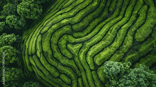 top view of tea plantation, photo realistic © Otseira