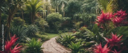 garden with palm trees