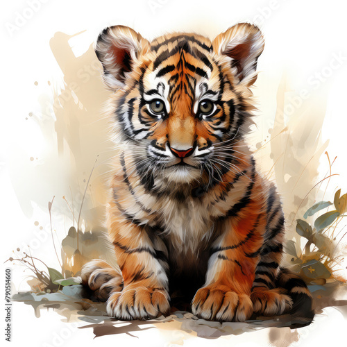 Watercolor Sumatran tiger  clipart Illustration  Generative Ai