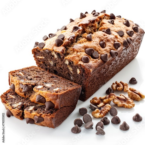 Banana bread with walnuts and chocolate chips