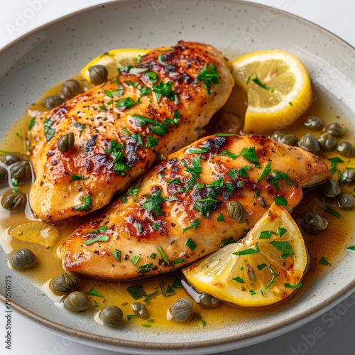 Elegant chicken piccata with capers and lemon photo