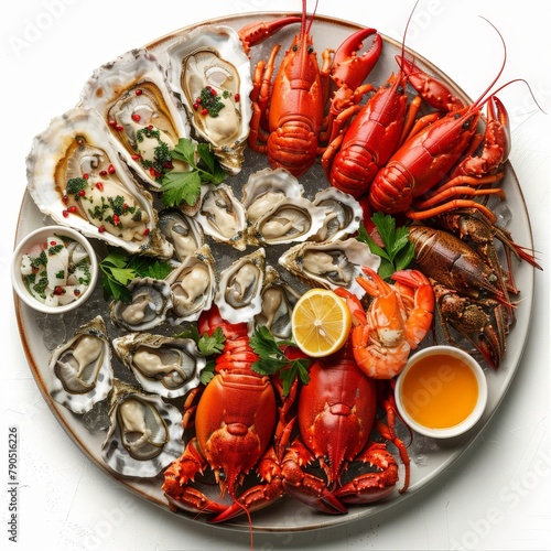 Deluxe seafood platter with lobster, crab, and oysters