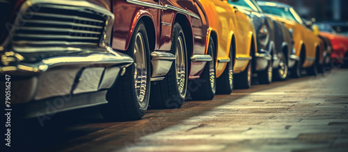 Cars in a row. Used car sales photo