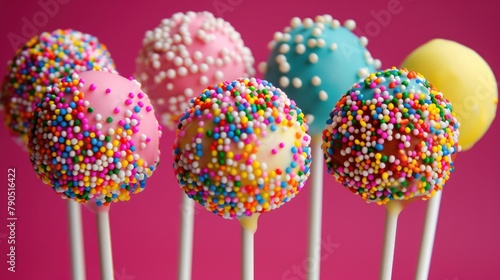 Cake pops adorned with colorful sprinkles © 2rogan