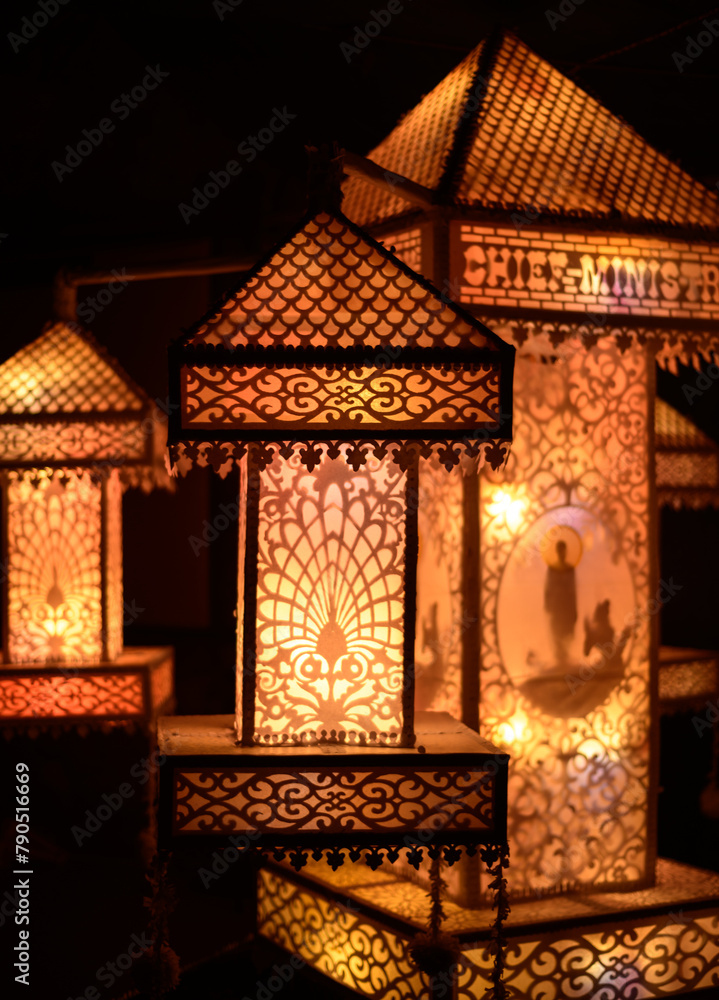 Vesak lanterns, handmade stylish decortaion patterns on the lanterns, Sri Lankan vesak festival celebrations.