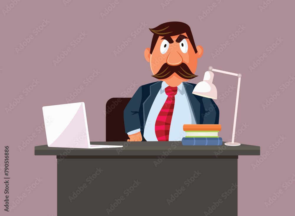 Manager Being Bossy in the Office Vector Cartoon Illustration. Micromanaging boss lacking empathy being mean 
