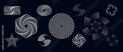 Circle dots pattern texture isolated on black background.