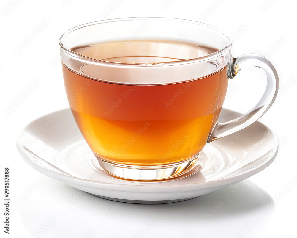 Cup of tea isolated on white background with reflection and copy space Cup of tea isolated on white background with reflection and copy space