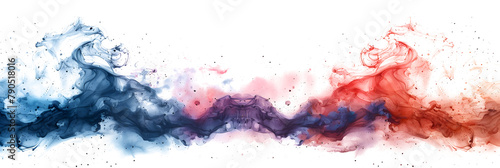 Pastel pink and blue watercolor splashes on transparent background.